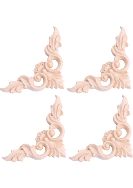 4 Adet 8*8cm Ahşap Oymalı Köşe Onlay Boyasız Aplike (Yurt Dışından)