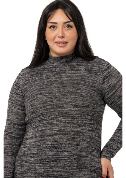 Büyük Beden Yarım Balıkçı Uzun Kollu Triko Siyah Body