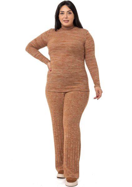 Büyük Beden Yarım Balıkçı Uzun Kollu Triko Kahverengi Body fiyatları