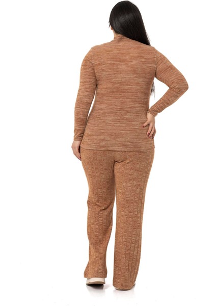 Büyük Beden Yarım Balıkçı Uzun Kollu Triko Kahverengi Body modelleri