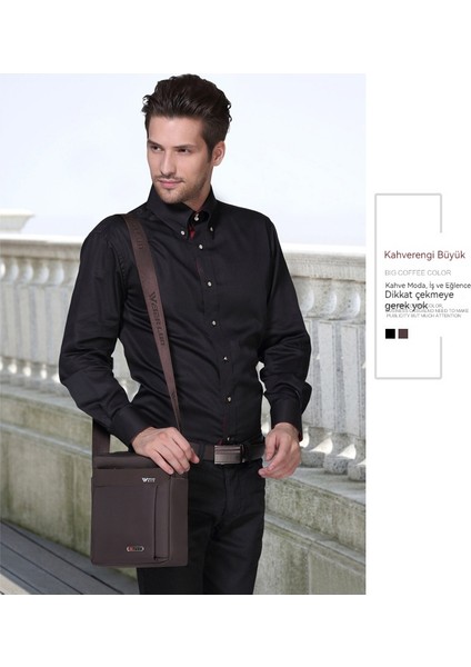Gündelik Crossbody Çanta Erkek Omuz Çantası Erkek Oxford Kumaş Iş Evrak Çantası Dikey Küçük Çanta (Yurt Dışından)