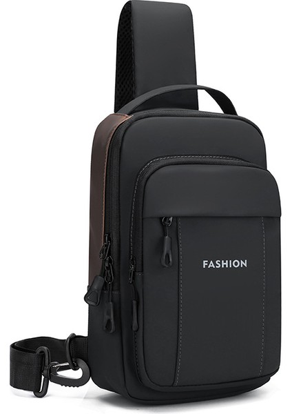 Crossbody Çanta Erkek Omuz Çantası Büyük Kapasiteli Sırt Çantası Erkek Şarj Su Geçirmez Eğlence Çok Fonksiyonlu Göğüs Çantası (Yurt Dışından)