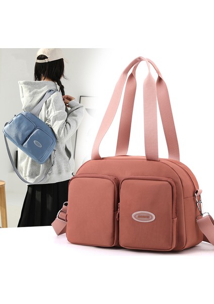 2023 Yeni Tek Omuz Crossbody Çanta Büyük Kapasiteli Rahat Kadın Düz Renk Tote Çanta (Yurt Dışından)
