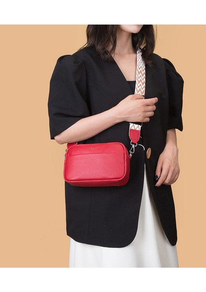 Hakiki Deri Kadın Çantası 2024 Yeni Moda Moda Basit Tek Omuz Crossbody Çanta Ilk Katman Inek Derisi Küçük Kare Çanta (Yurt Dışından)