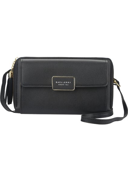 Kadın Uzun Cüzdan Çok Fonksiyonlu Çıtçıt Fermuarlı Debriyaj Büyük Kapasiteli Crossbody Debriyaj (Yurt Dışından)