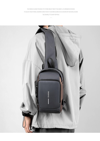 2024 Yeni Göğüs Çantası Erkek Iş Omuz Çantası Teknolojisi USB Hafif Açık Erkek Crossbody Göğüs Çantası (Yurt Dışından)