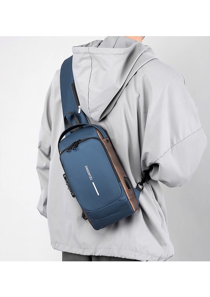 2024 Yeni Göğüs Çantası Erkek Iş Omuz Çantası Teknolojisi USB Hafif Açık Erkek Crossbody Göğüs Çantası (Yurt Dışından)