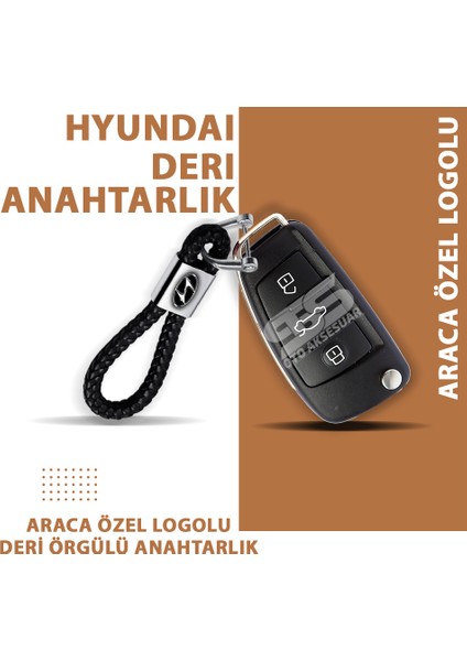 Hyundai Gerçek Deri Örgü Anahtarlık