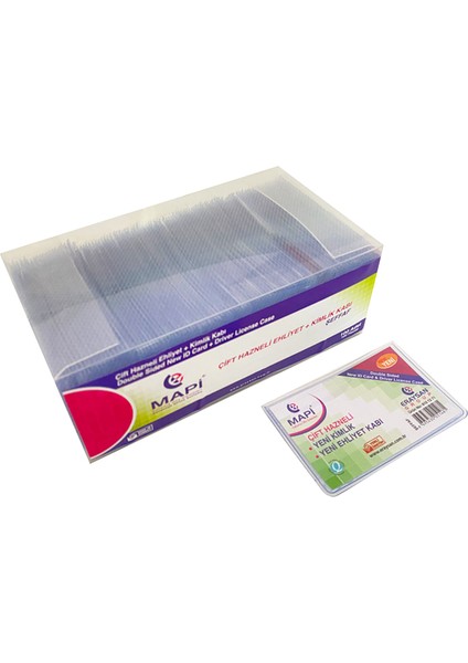 Mapi Çift Hazneli Yeni Kimlik-Ehliyet Kabı Şeffaf 100'LÜ Paket