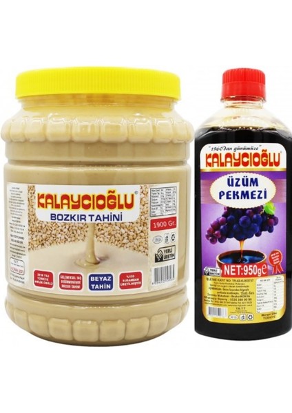 Kalaycıoğlu Beyaz Bozkır Tahini 1900 gr - Üzüm Pekmezi 950 gr