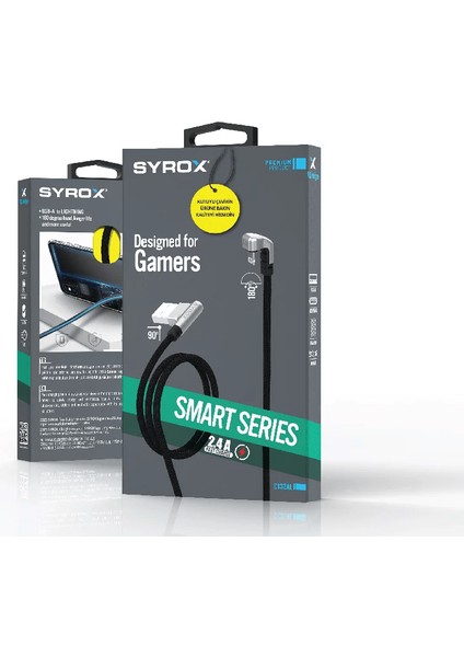 Oyuncular İçin Örgü 2.4A Lightning Hızlı Şarj & Data Kablosu 119 cm C132AL fiyatları