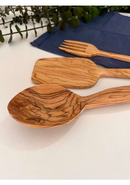 Zeytin Ağacı El Yapımı 3 Parça Tahta Kaşık Seti modelleri