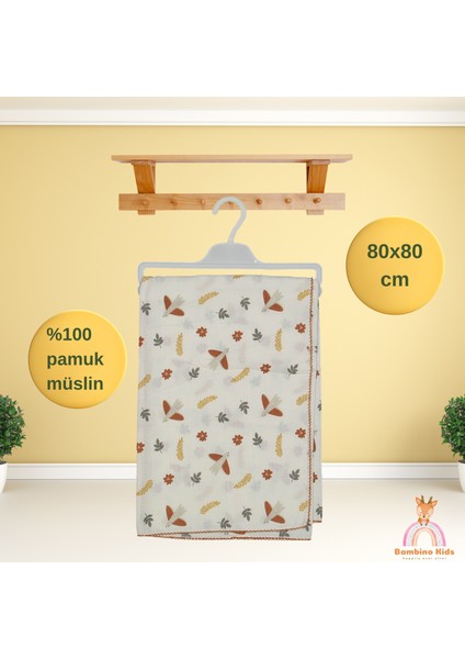 Miniworld Bebek Müslin Örtü Tek Kat Çok Amaçlı 80X80 cm (Çiçek)