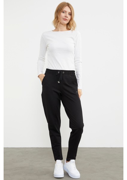 Yüksek Bel Iki Iplik Eşofman Altı - Siyah fiyatları