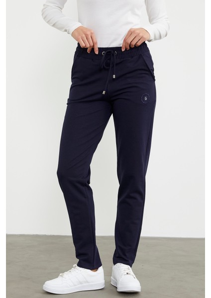 Yüksek Bel Iki Iplik Eşofman Altı - Lacivert fırsatları