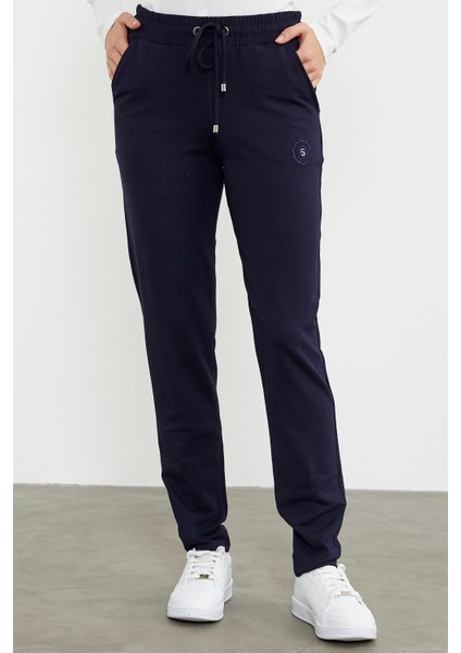 Yüksek Bel Iki Iplik Eşofman Altı - Lacivert indirimleri