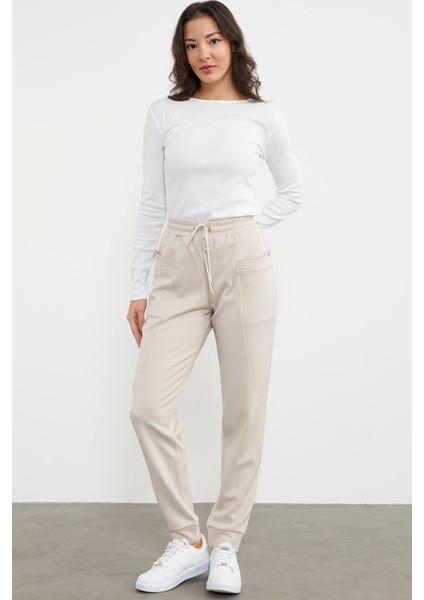 Scuba Kumaş Cepli Eşofman Altı - Koyu Bej modelleri