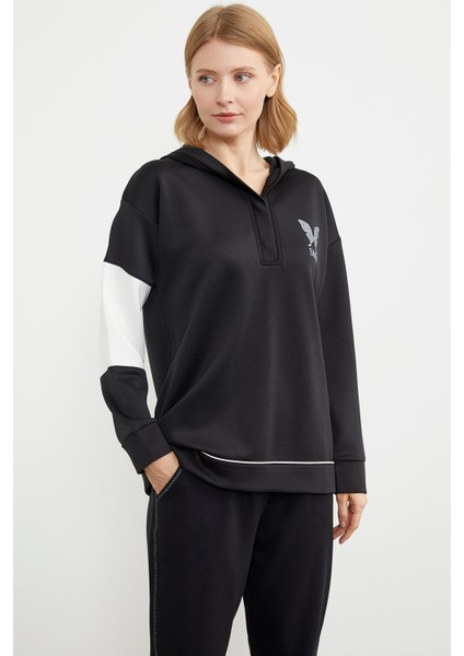 Kelebek Baskılı Oversize Scuba Eşofman Takım - Siyah fırsatları