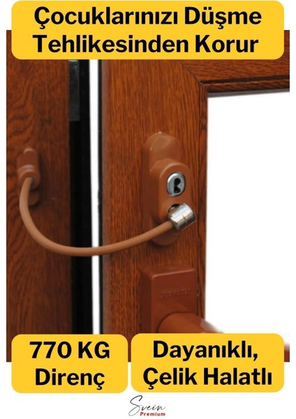 Çelik Halatlı Kablolu Anahtarlı Dayanıklı Pvc Kapı Pencere Emniyet Çocuk Güvenlik Kilidi 1 Adet