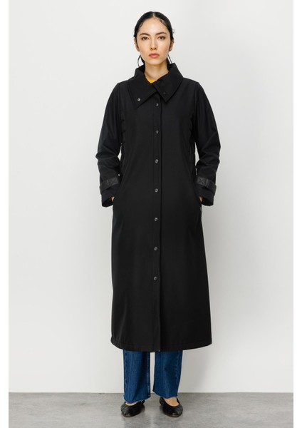 İçi Polar Kaplı Comfort Kumaş Garnili Spor Kaban Manto-Siyah fiyatları