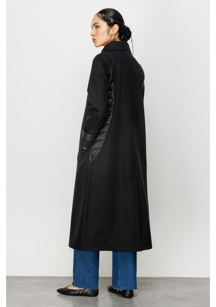 İçi Polar Kaplı Comfort Kumaş Garnili Spor Kaban Manto-Siyah indirimleri