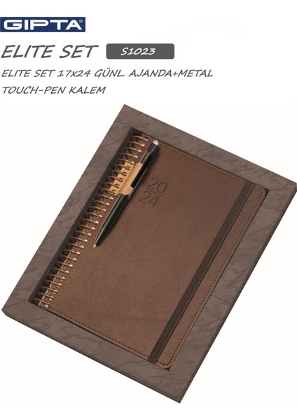 2024 Elıte Set 17X24 Günl. Ajanda+Metal Touch-Pen Kalem