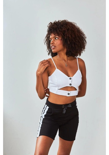 Beyaz Askılı Crop Büstiyer modelleri