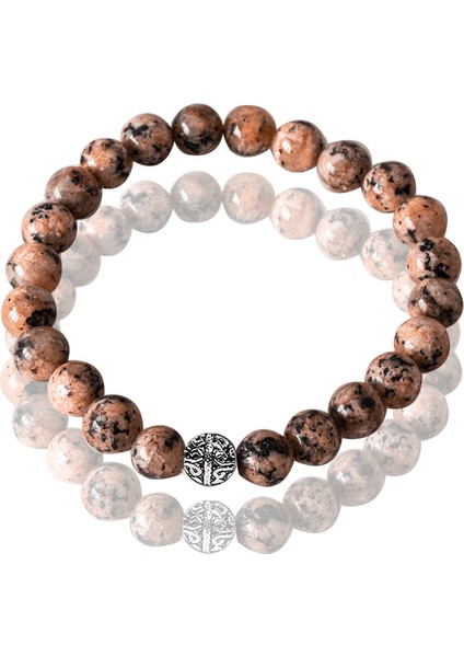 Fasetli Rodonit Taşı Gümüş Aparatlı Bileklik