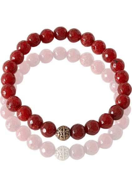 Fasetli Kırmızı Akik Taşı Gümüş Aparatlı Bileklik