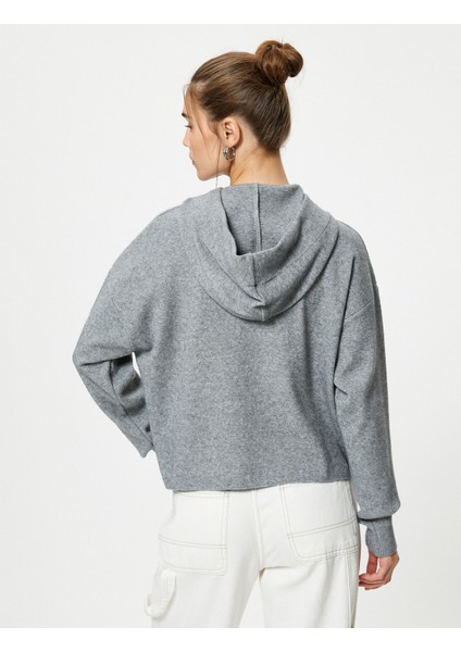 Kapüşonlu Triko Kazak Uzun Kollu Düşük Omuzlu fırsatları