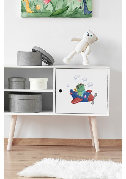 Sevimli Bebek Su Aygırı Uçakta Temalı Çocuk Odası Priz Dolap Kapı Duvar Ayna Cam Için Sticker