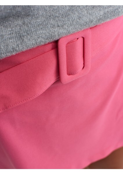 80767 Kemerli Mini Etek - Pembe modelleri
