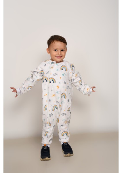 Voguevista Elyafsız Kışlık Uzun Kollu Çift Kat %100 Pamuk Pazen Uzaylı ve Gökkuşağı Desenli Cocuk Bebek Uyku Tulumu indirimleri