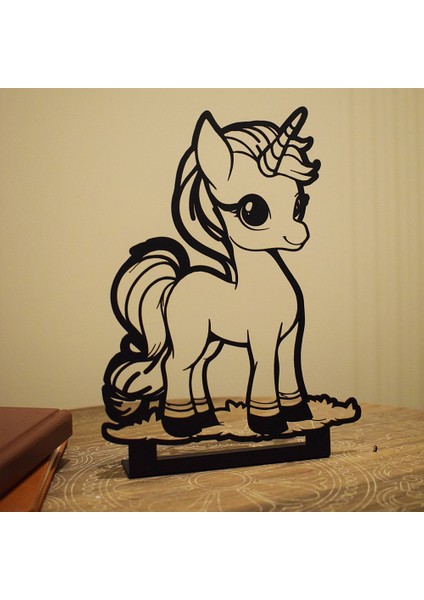 Woody Metal Unicorn Masa Süsü, Masaüstü Süs Eşyası, Biblo, Ofis Dekorasyonu, Dekoratif Aksesuar,  Masaüstü Ofis Hediyesi Yılbaşı Süsleri, Dekoratif Obje, Kafe Restoran Dekorasyon