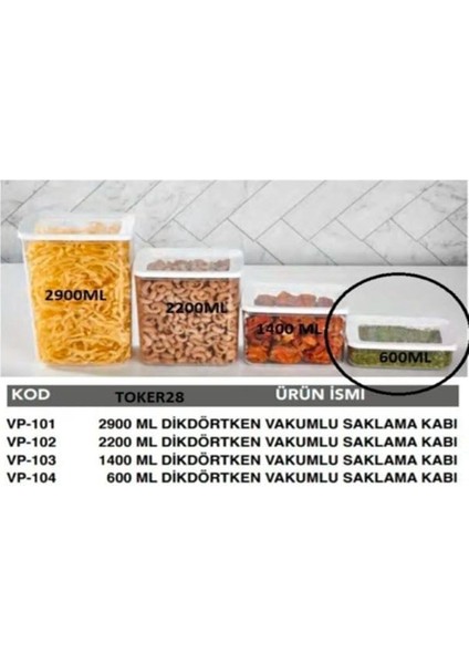Erzak Kavanozları Baharatlık 600 ml x 2 Ad Dikdörtgen