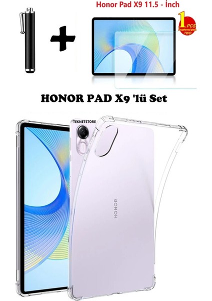 Honor Pad X9 11.5'' Inç Uyumlu Tablet Kılıfı Silikon Koruma Ekran Koruyucu Dokunmatik Kalem Seti