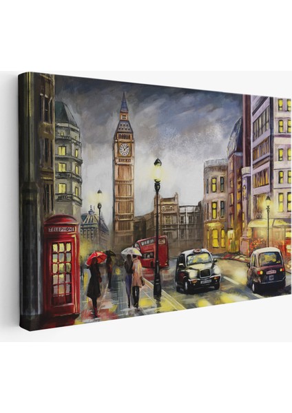Ingiltere Londra Da Gece Yağlıboya Görünüm Dekoratif Tablo-3542
