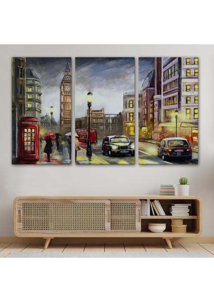 Ingiltere Londra Da Gece Yağlıboya Görünüm Dekoratif Tablo-3542