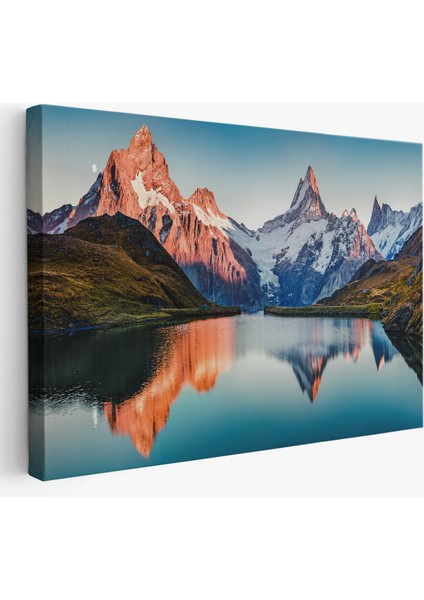 Bachalpsee Gölü Ve Isviçre Alpleri Dekoratif Kanvas Duvar Tablosu-3624