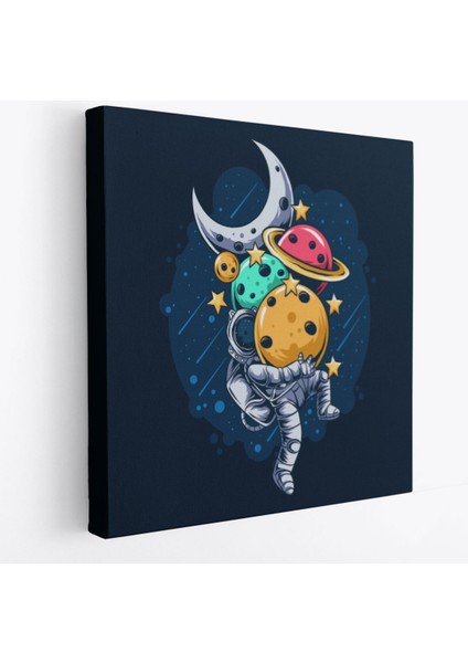 Gezegenleri Kucağında Taşıyan Astronot Kanvas Tablo-5096