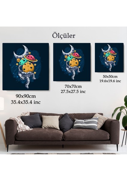 Gezegenleri Kucağında Taşıyan Astronot Kanvas Tablo-5096
