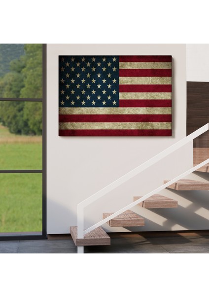 Amerika Birleşik Devletleri Bayrağı Rustik Kanvas Tablo-5412