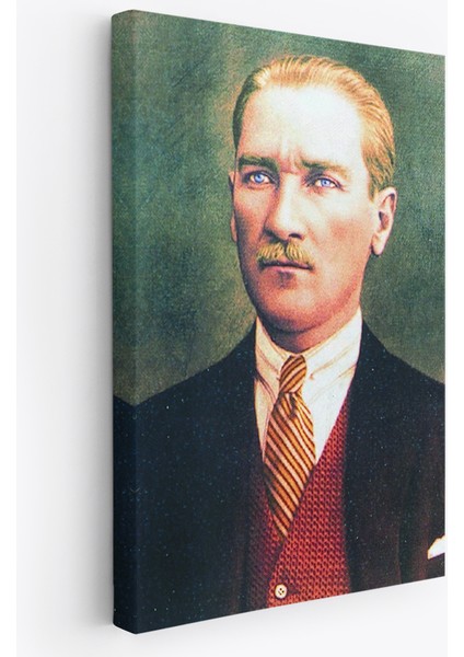 Atatürk Portre Tablosu Mustafa Kemal Atatürk Dikdörtgen Dekoratif Kanvas Tablo-Cs-69