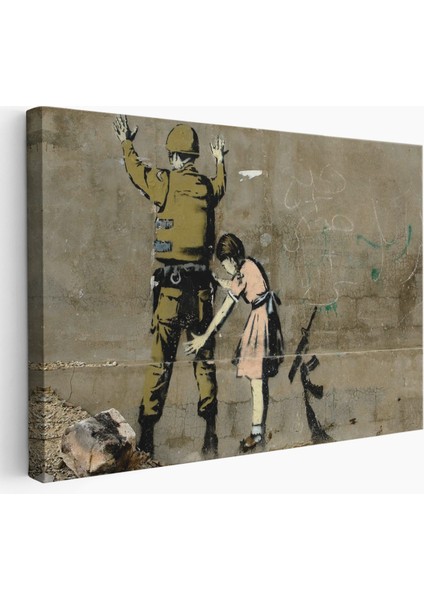 Bansky'nin Askeri Arayan Küçük Kız Eseri Kanvas Tablo-5013