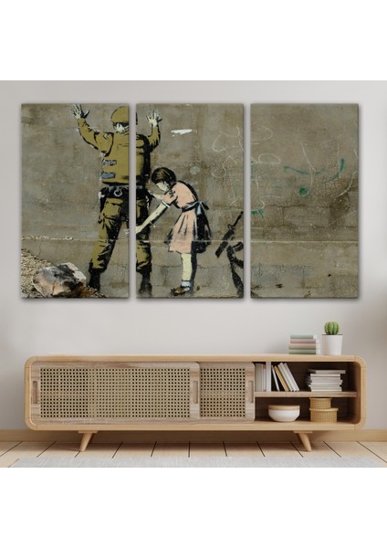 Bansky'nin Askeri Arayan Küçük Kız Eseri Kanvas Tablo-5013