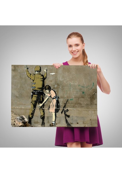 Bansky'nin Askeri Arayan Küçük Kız Eseri Kanvas Tablo-5013