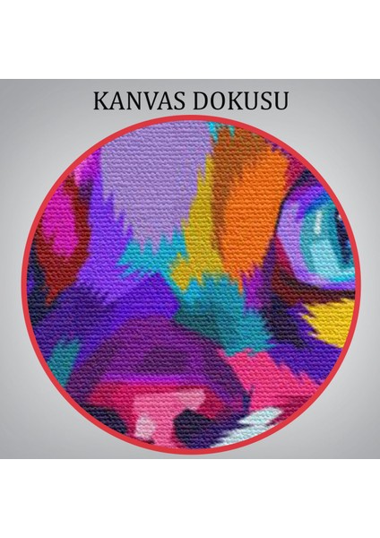 Renkli Kedi Kafası Dekoratif Kanvas Tablo-5815