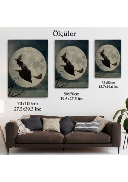 Süpürge Ile Uçan Cadı, Cadılar Bayramı Helloven Duvar Tablosu -6481