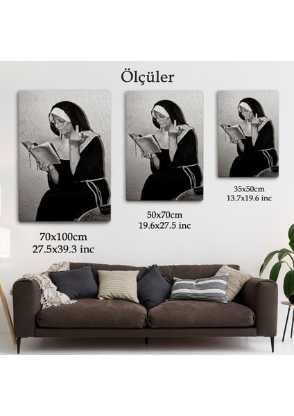 Orta Parmak Işareti Yapan Rahibe Dekoratif Duvar Tablosu-6126