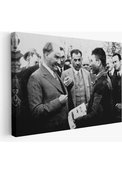 Atatürk Portre Tablosu Mustafa Kemal Atatürk Dikdörtgen Dekoratif Kanvas Tablo-Fu-145